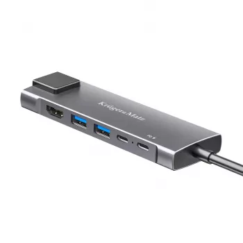 USB-C Hub Multiport Adapter su HDMI 4K, 2x USB 3.0, USB-C duomenims, 100W PD, Gigabit Ethernet, kosminės pilkos spalvos