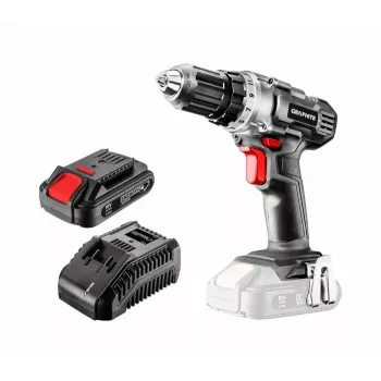 Graphite 58G000-SET1 18V belaidis gręžtuvas-suktuvas su 2x 2,0Ah baterijomis, 35 Nm, be rakto griebtuvu, LED lempa, juoda/raudona
