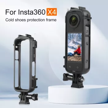 PULUZ PU979B apsauginis rėmelis su dviem šalto bato lizdais, skirtas Insta360 X4 – juodas