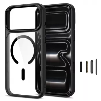 Tech-Protect Magmat MagSafe skaidrus dėklas, skirtas iPhone 17 Pro Max / 18 Pro Max - juodas
