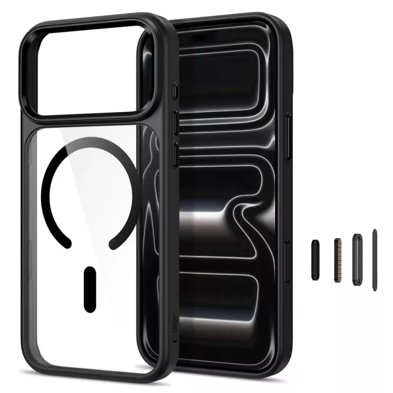 Tech-Protect Magmat MagSafe skaidrus dėklas, skirtas iPhone 17 Pro Max / 18 Pro Max - juodas