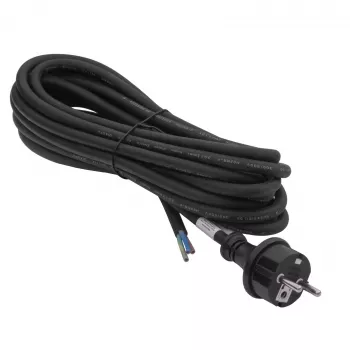 AKYGA AK-OT-04S 5 m guminis maitinimo kabelis, H05RR-F 3x1,5 mm², CEE 7/7 į atvirą galą, 16 A, juodas