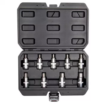 NEO TOOLS Šešiakampių antgalių lizdų rinkinys, 9 vnt., 1/2 colio pavara, 55 mm ilgio, dydžiai H5-H19, chromvanadis