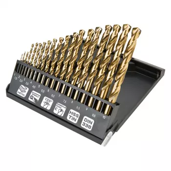 NEO TOOLS 19 vnt. HSS-TiN metalo grąžtų rinkinys 1,0–10,0 mm