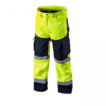 NEO TOOLS Softshell didelio matomumo darbo kelnės, fluorescencinės geltonos spalvos, XL dydis