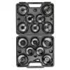 NEO TOOLS Alyvos filtro raktų rinkinys 16 dalių (65-100 mm, 3/8 colio pavara, puodelio tipo, daugiakraštis, plienas, dėklas)