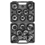 NEO TOOLS Alyvos filtro raktų rinkinys 16 dalių (65-100 mm, 3/8 colio pavara, puodelio tipo, daugiakraštis, plienas, dėklas)