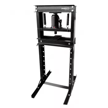 NEO TOOLS 20 Tonų hidraulinis dirbtuvių presas, H formos rėmas, rankinis, reguliuojamas stalas, raudonas/juodas