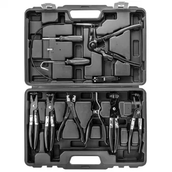 NEO TOOLS 9 dalių žarnų spaustuvų replių rinkinys su ergonomiškomis rankenomis ir dėklu