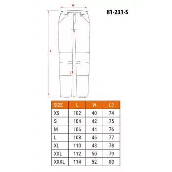 NEO Tools 81-231-S apsauginės darbo kelnės, S dydis, pilkos/juodos, 65% poliesteris 35% medvilnė, 267 g/m², EN ISO 13688:2013