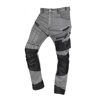 NEO TOOLS Denim darbo kelnės su Oxford sutvirtinimais, pilkos, S dydžio