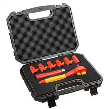 NEO TOOLS 01-307 izoliuotų antgalių (lizdų) rinkinys 1000V, 8 vnt., 1/2 colio pavara, metrinis, VDE sertifikuotas