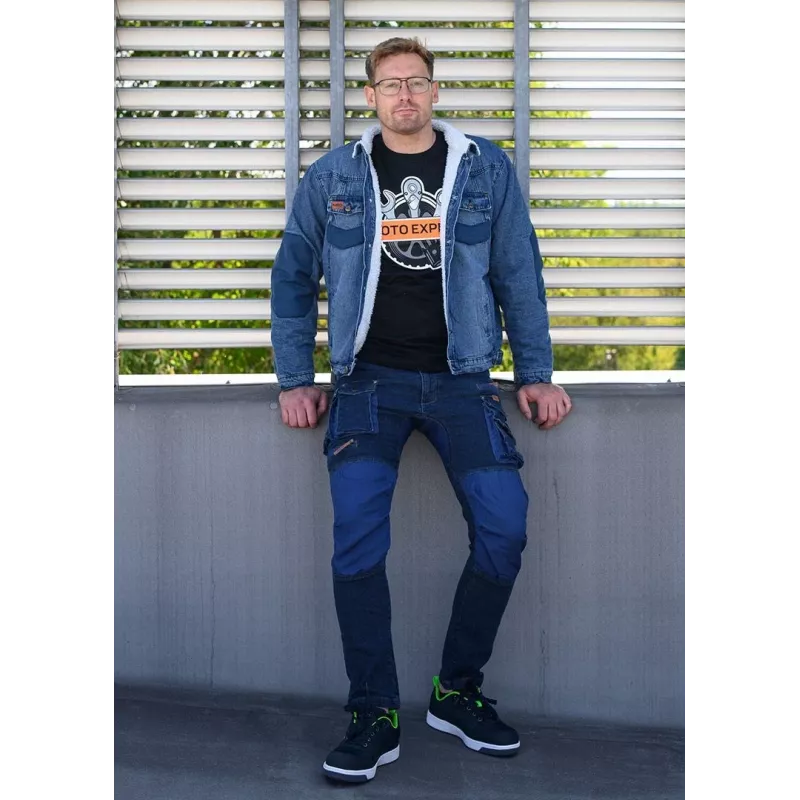 NEO Tools 81-228-XXL apsauginės darbo kelnės, pilkos/juodos, XXL, 65% poliesteris 35% medvilnė, 267 g/m², 10 kišenių, sustiprinti keliai