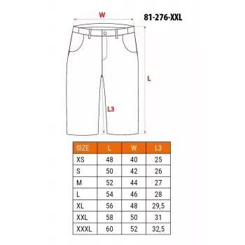 NEO TOOLS PREMIUM vyriški šortai XXL – medvilnės mišinys su tamprumu, juodi
