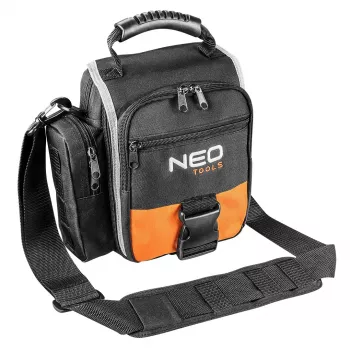 NEO TOOLS 84-315 Įrankių krepšys su rankena - 15 kg apkrova, 10 išorinių kišenių, vandeniui atsparus dugnas, juoda/oranžinė