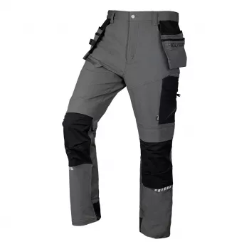 NEO TOOLS Mix&Match 4 krypčių tamprios darbo kelnės su Cordura sutvirtinimu, pilkos/juodos, XXXL dydis