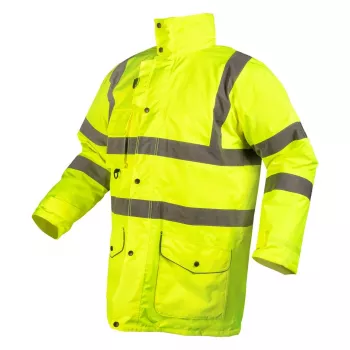 NEO TOOLS 5-in-1 High-Visibility izoliuota darbo striukė, fluorescencinė geltona/tamsiai mėlyna, L dydis