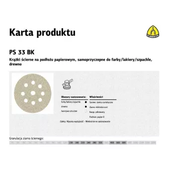 Klingspor PS 33 BK Šlifavimo diskas 225 mm P220 GLS38, 50 vnt. pakuotė