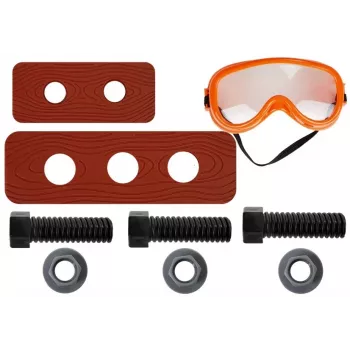LEAN TOYS Handyman Set diržas, grąžtas, atsuktuvas, replės, plaktukas - 12 dalių vaikų įrankių rinkinys