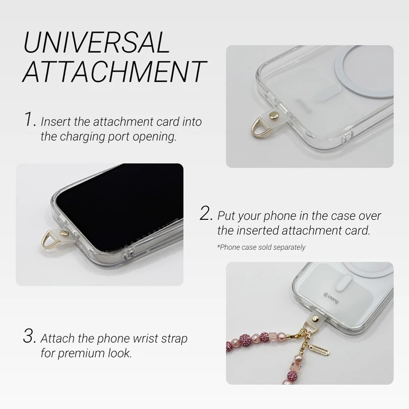 Crong Phone Charm – telefono dirželis su stilingais karoliukais (universalus raištelis)