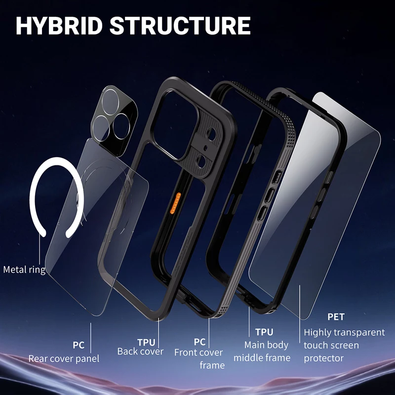Crong Seal Cover IP68 vandeniui atsparus dėklas, skirtas iPhone 17 Pro (juodas)