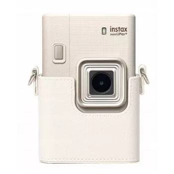 LOVEINSTANT pilkos spalvos PU odos apsauginis dėklas Fujifilm Instax Mini LiPlay+ hibridinei momentinei kamerai su peties dirželiu