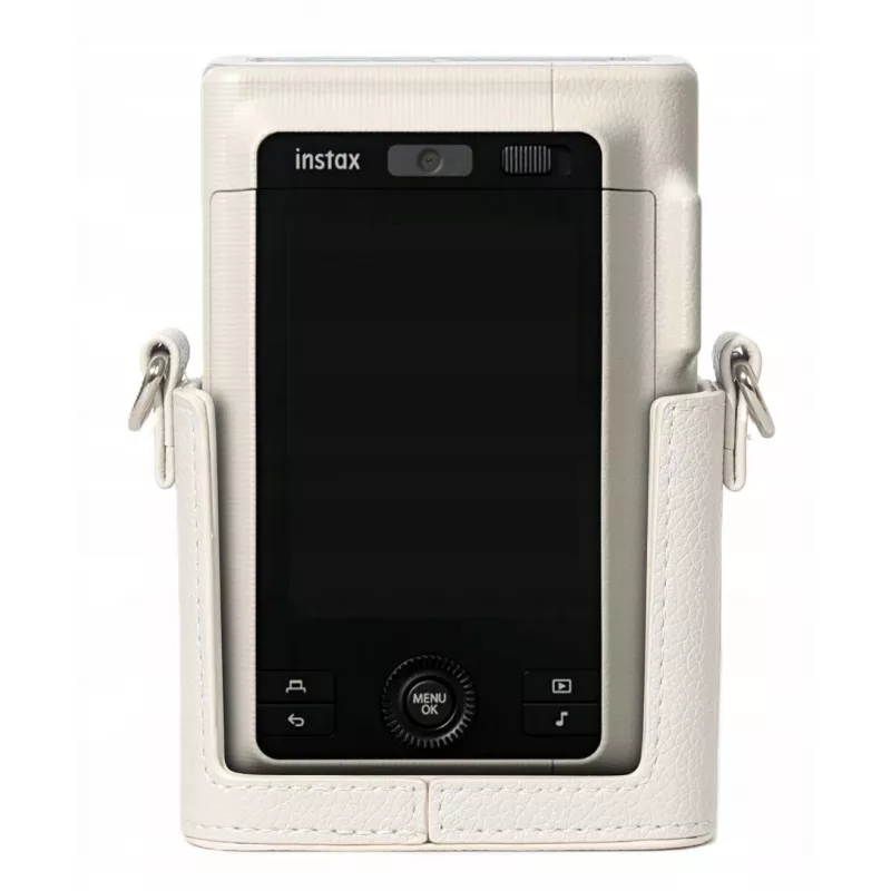 LOVEINSTANT pilkos spalvos PU odos apsauginis dėklas Fujifilm Instax Mini LiPlay+ hibridinei momentinei kamerai su peties dirželiu
