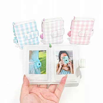 LOVEINSTANT kišeninis fotoalbumas 28 Instax Mini ir Zink nuotraukoms, languotas mėlynas