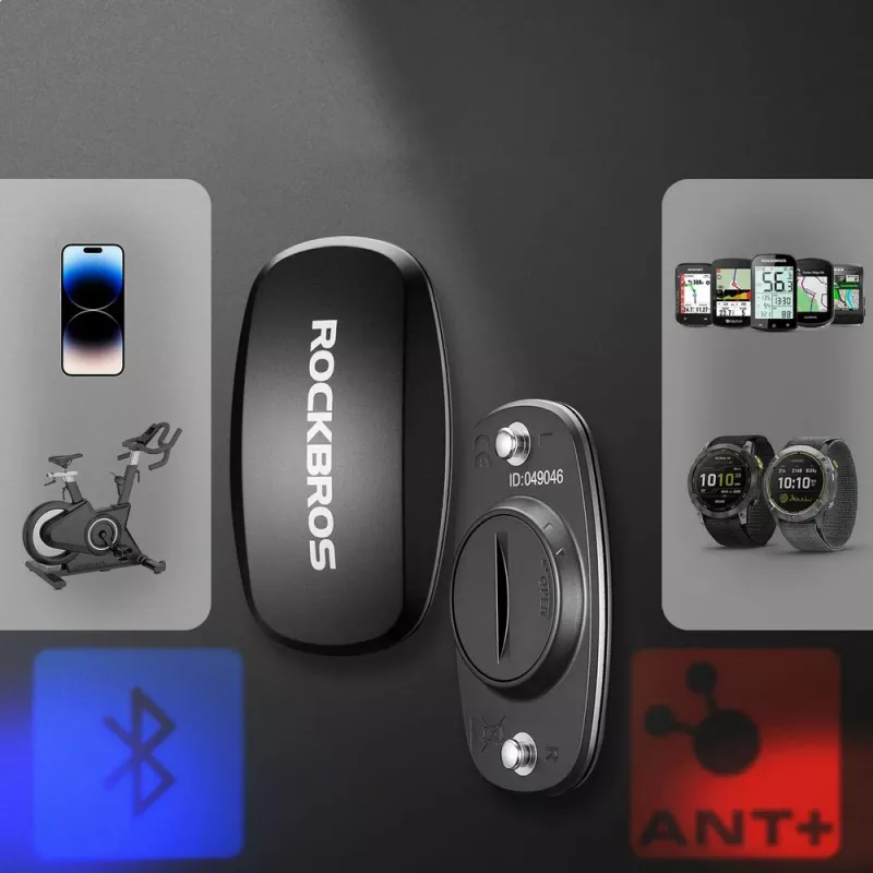 Rockbros HRM812 širdies ritmo monitorius su krūtinės diržu Bluetooth ANT+ IP67 juodas