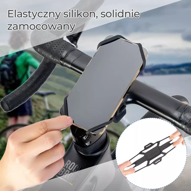 ROCKBROS Silicone tvirtinimas telefonui prie dviračio - juodas