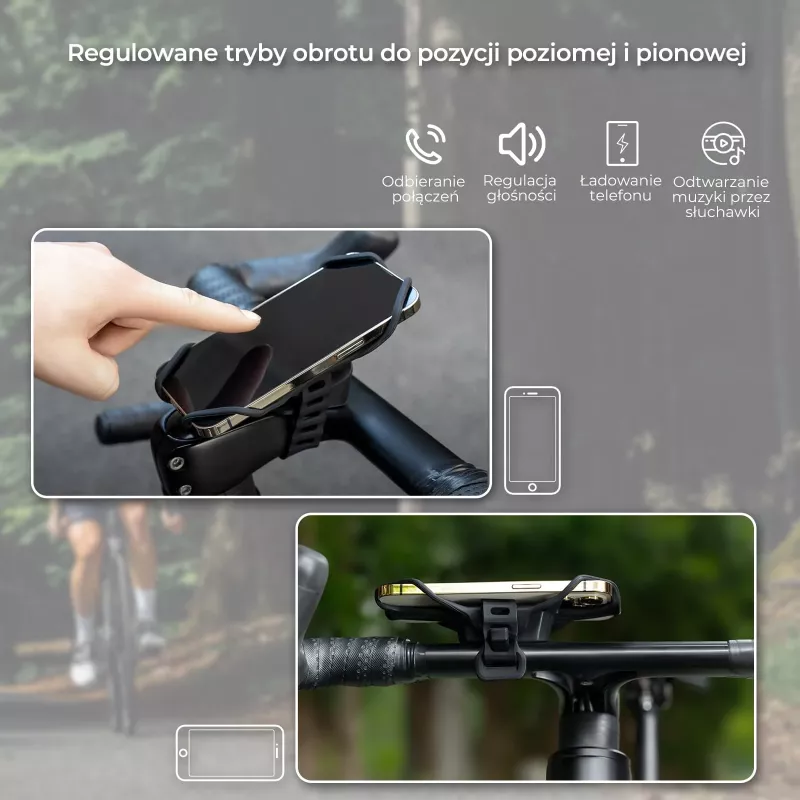 ROCKBROS Silicone tvirtinimas telefonui prie dviračio - juodas