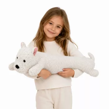 LEAN TOYS West Highland minkšto šuns žaislas baltas 60 cm