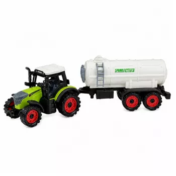 LEAN TOYS Ūkio traktorius su cisterna, inercinis, žemės ūkio mašina 34 cm