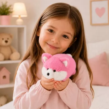 LEAN TOYS Plush Fox 16 cm minkšto kailio žaislas, rožinis