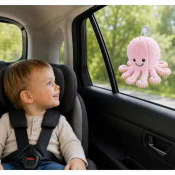 LEAN TOYS Plush aštuonkojis su siurbimo taurele, rožinis, 16 cm