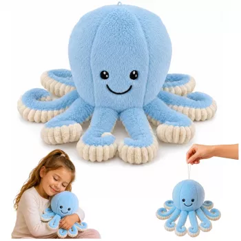 LEAN TOYS Minkštas aštuonkojis su elastingais čiuptuvais mėlynas 30 cm