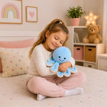 LEAN TOYS Minkštas aštuonkojis su elastingais čiuptuvais mėlynas 30 cm