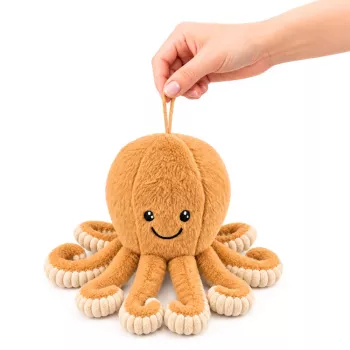 LEAN TOYS aštuonkojis minkštas žaislas su elastingais čiuptuvais smėlio spalvos 30 cm