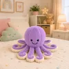 LEAN TOYS Plush Octopus minkštas aštuonkojis su elastingomis čiuptuvėmis violetinis 50 cm
