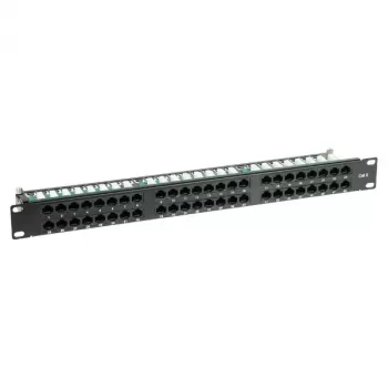 DELTA ENERGY SYSTEMS PP-48/RJ/6C 48 prievadų Cat6 UTP skydinė jungtis, 1U 19 colių montavimui į stelažą, juoda