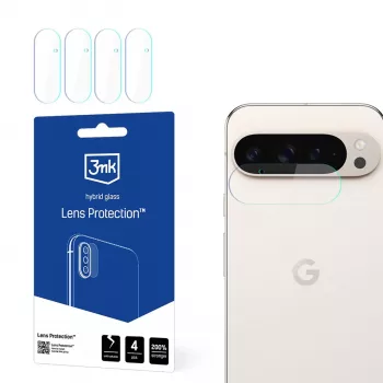 3mk objektyvo apsauga, skirta Google Pixel 9 Pro XL – grūdinto stiklo kameros apsauga, 9H kietumas, oleofobinė danga, montavimas be burbuliukų
