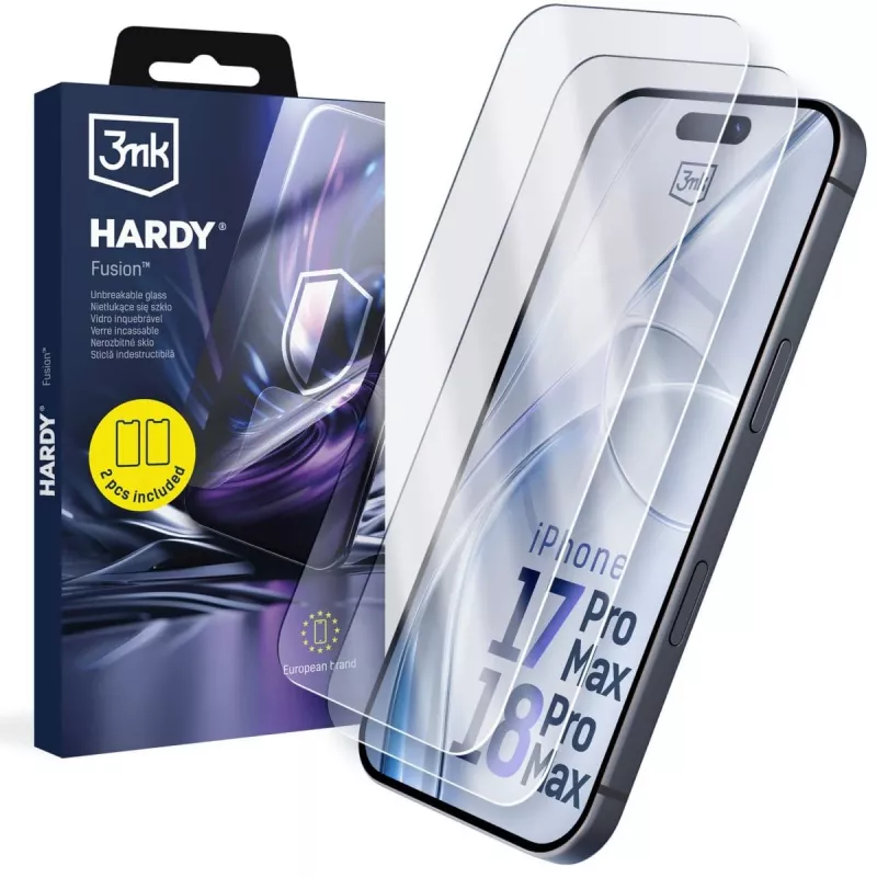 3mk Hardy Fusion dėklas, skirtas Apple iPhone 17 Pro Max / 18 Pro Max – skaidrus hibridinis su MIL-STD-810G apsauga nuo kritimo, MagSafe ir belaidžio įkrovimo palaikymu