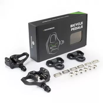 RockBros LP-R LOOK KEO suderinami dviračių plento pedalų kaladėlės – juodos, 6° laisvumo, nailono kompozito, su tvirtinimo komplektu