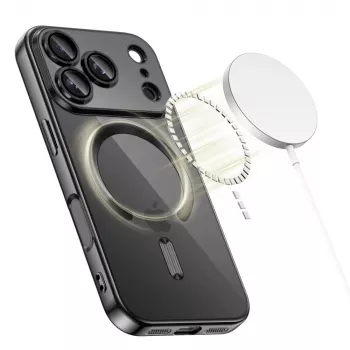 Tech-Protect Magflex MagSafe nugarėlės dangtelis, skirtas Apple iPhone 17 Pro Max, blizganti juoda (TPU/PC)