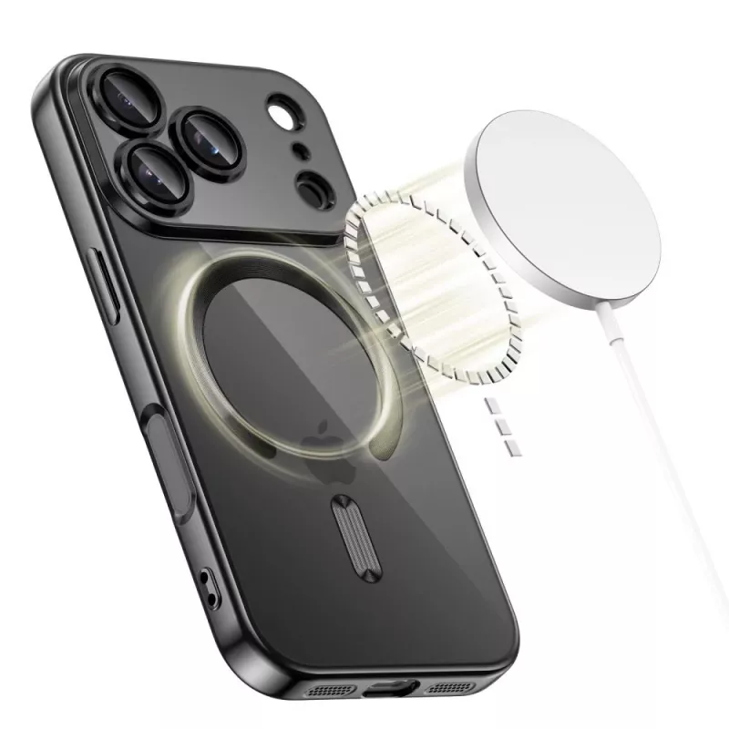 Tech-Protect Magflex MagSafe nugarėlės dangtelis, skirtas Apple iPhone 17 Pro Max, blizganti juoda (TPU/PC)