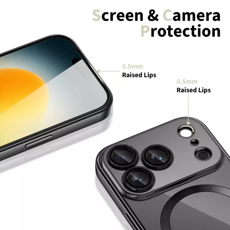 Tech-Protect Magflex MagSafe nugarėlės dangtelis, skirtas Apple iPhone 17 Pro Max, blizganti juoda (TPU/PC)