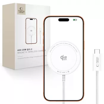 TECH-PROTECT A54 Magnetinis MagSafe belaidis įkroviklis 25W Qi2.2 baltas