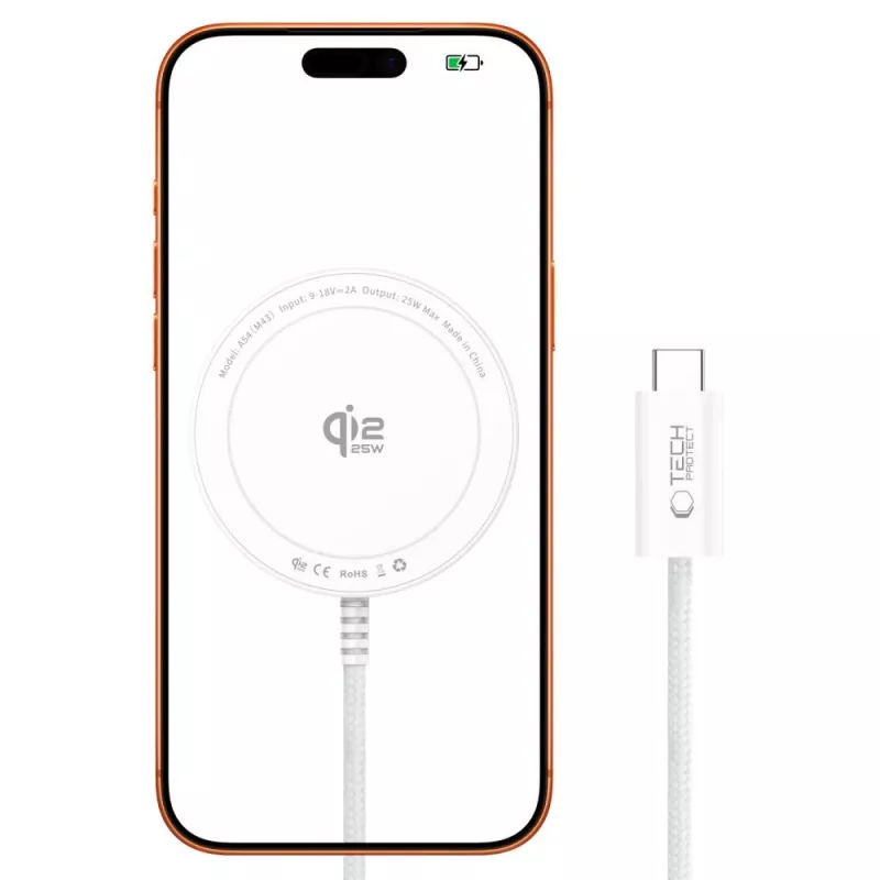TECH-PROTECT A54 Magnetinis MagSafe belaidis įkroviklis 25W Qi2.2 baltas