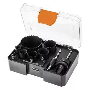 NEO TOOLS Bi-metalinio skylėto pjūklo rinkinys Co8% (19, 25, 30, 35, 40, 68 mm), 9 dalių