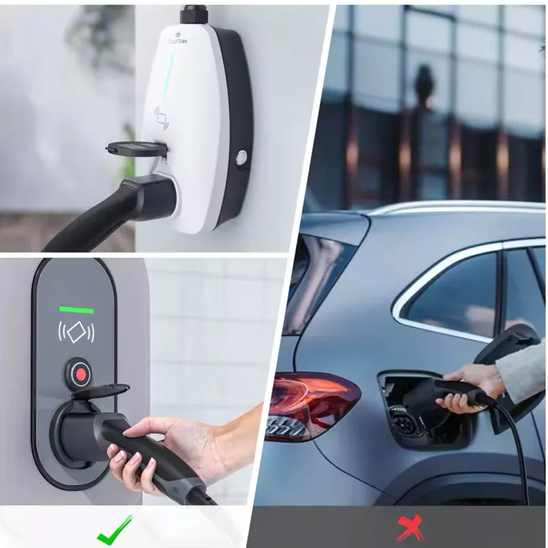 AKYGA AK-SC-E28 Type 2 į Schuko adapterinis laidas elektromobilių įkrovimui, 16A, 0,3 m, juodas
